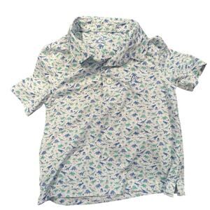 Rhoback Boys Performance Polo Jurassic Dinosaur Print 3T